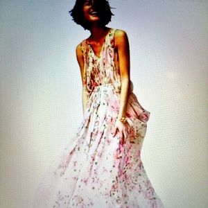 ANTHROPOLOGIE- Varun Bahl Maxi Dress in Pink Rose. Size 12